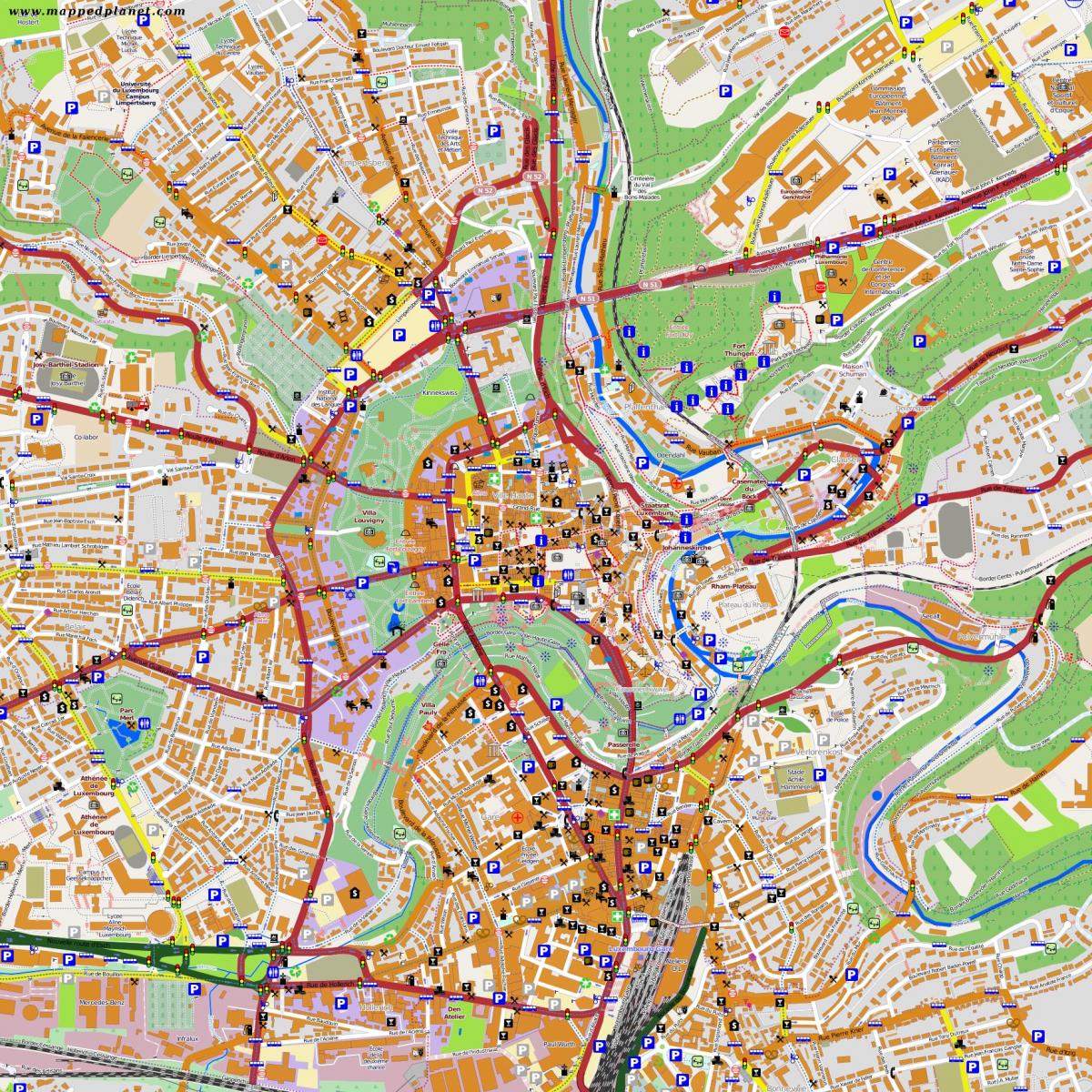mappa della città di Lussemburgo