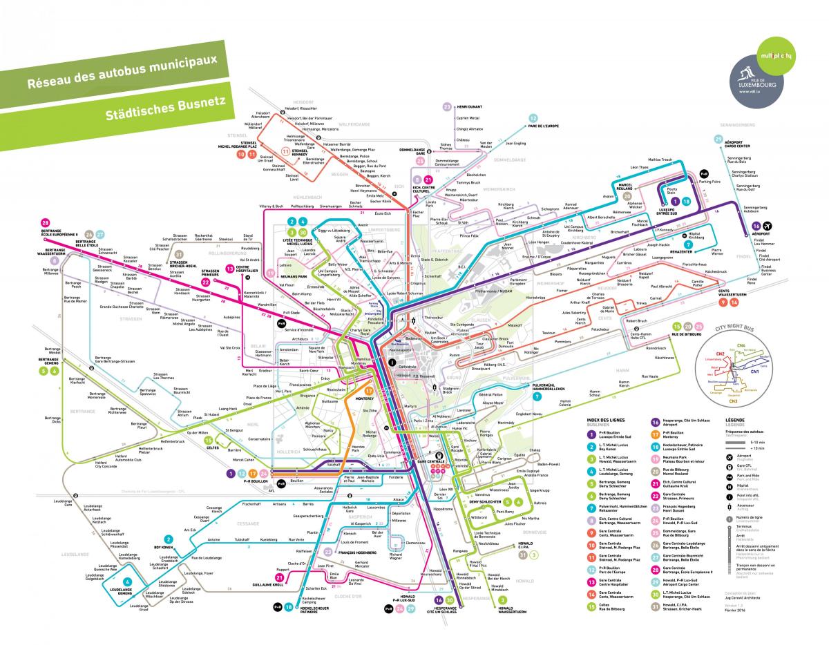 mappa di Lussemburgo trasporto pubblico