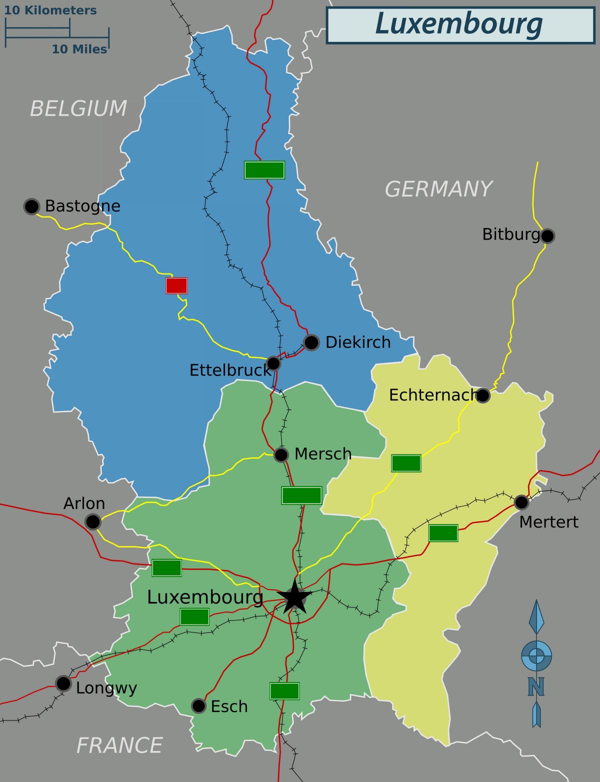 mappa di Lussemburgo politico