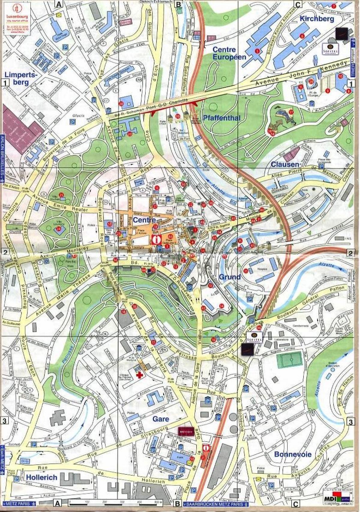 mappa di Lussemburgo città vecchia