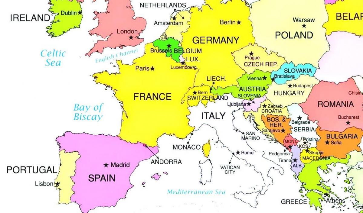 mappa dell'europa che mostra Lussemburgo