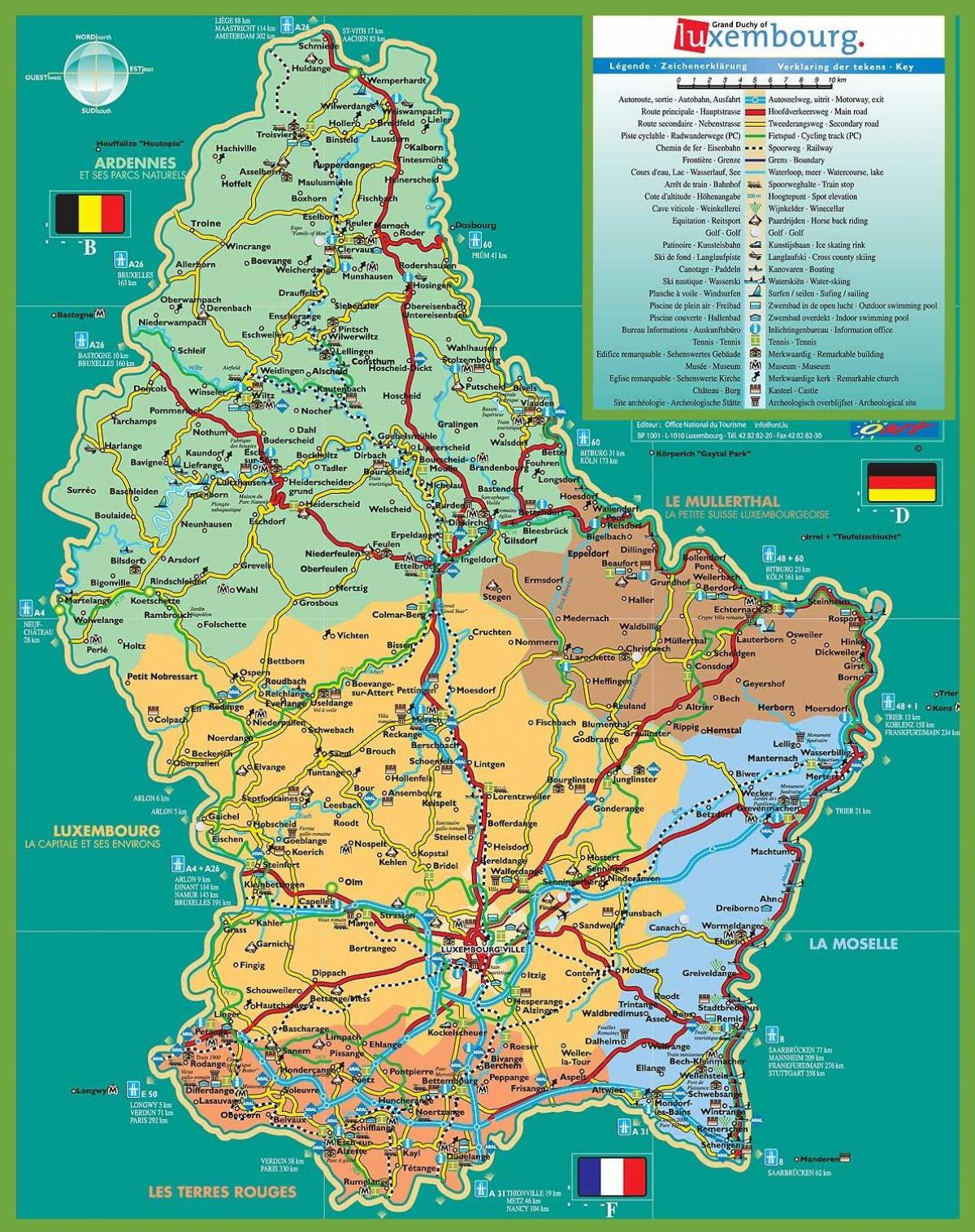 Città di lussemburgo mappa turistica